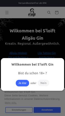 Vorschau der mobilen Webseite sloift.de, S'loift Allgäu Gin UG (haftungsbeschränkt)