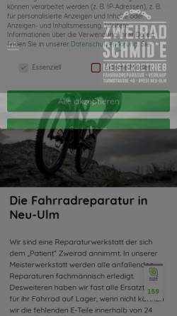 Vorschau der mobilen Webseite zweiradschmide.de, Zweirad Schmid'e