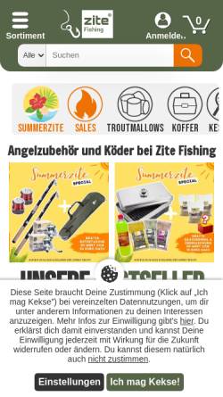 Vorschau der mobilen Webseite www.zite.de, Zite Fishing GmbH