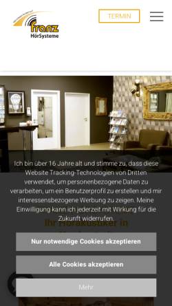Vorschau der mobilen Webseite franz-hoergeraete.de, Franz HörSysteme
