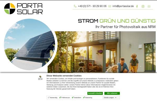 Vorschau von portasolar.de, Porta Solar GmbH