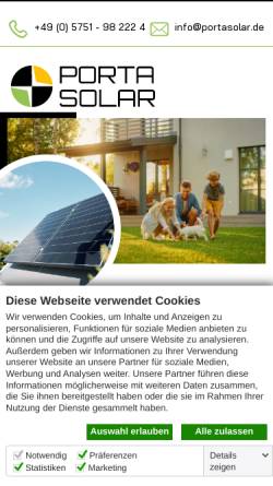 Vorschau der mobilen Webseite portasolar.de, Porta Solar GmbH