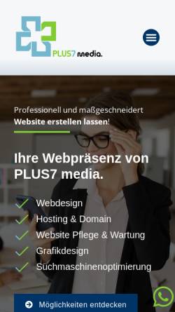 Vorschau der mobilen Webseite www.plus7-media.de, PLUS7 media