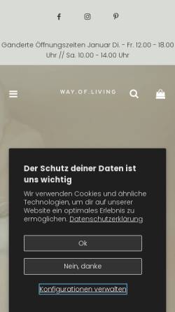 Vorschau der mobilen Webseite wayofliving-concept.de, WAY OF LIVING