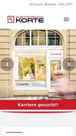 Vorschau der mobilen Webseite elektrotechnik-korte.de, Elektrotechnik Korte GmbH & Co. KG