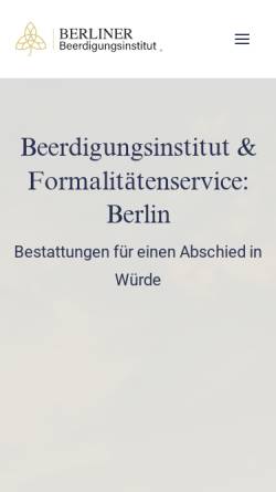 Vorschau der mobilen Webseite berliner-beerdigungsinstitut.de, BERLINER Beerdigungsinstitut