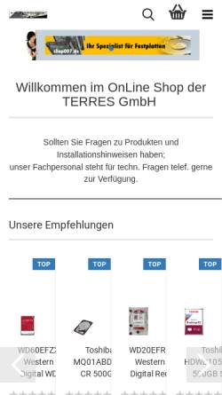 Vorschau der mobilen Webseite www.shop007.de, TERRES GmbH