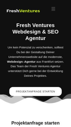 Vorschau der mobilen Webseite fresh-ventures.de, Fresh Ventures Webdesign