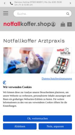 Vorschau der mobilen Webseite www.notfallkoffer.shop, Notfallkoffer für die Arzt- und Zahnarztpraxis
