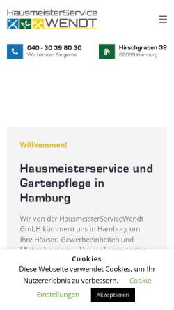 Vorschau der mobilen Webseite www.hausmeisterservicewendt.de, HausmeisterServiceWendt GmbH