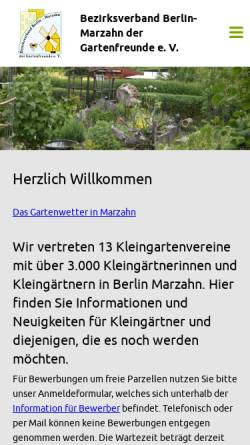 Vorschau der mobilen Webseite kleingarten-marzahn.de, Bezirksverband Berlin-Marzahn der Gartenfreunde e.V.