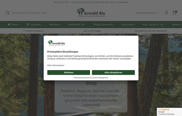 Vorschau von auwaldbio.de, AuwaldBio Online-Shop