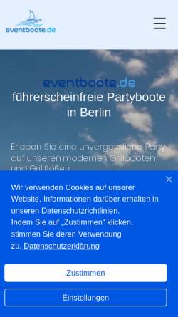 Vorschau der mobilen Webseite www.eventboote.de, Eventboote