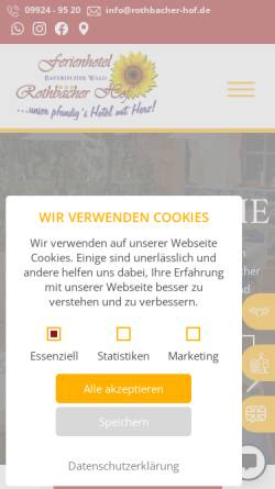 Vorschau der mobilen Webseite www.rothbacher-hof.de, Ferienhotel Rothbacher Hof