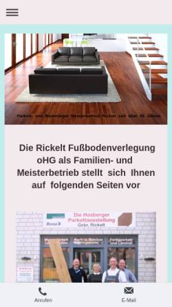 Vorschau der mobilen Webseite www.parkettrickelt.de, Rickelt oHG