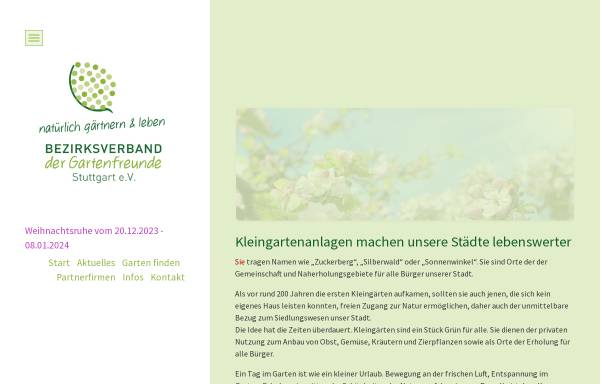 Vorschau von www.gartenfreunde-stuttgart.de, Bezirksverband der Gartenfreunde Stuttgart e.V. (Organisation der Siedler, Eigenheimer und Kleingärtner)