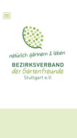 Vorschau der mobilen Webseite www.gartenfreunde-stuttgart.de, Bezirksverband der Gartenfreunde Stuttgart e.V. (Organisation der Siedler, Eigenheimer und Kleingärtner)
