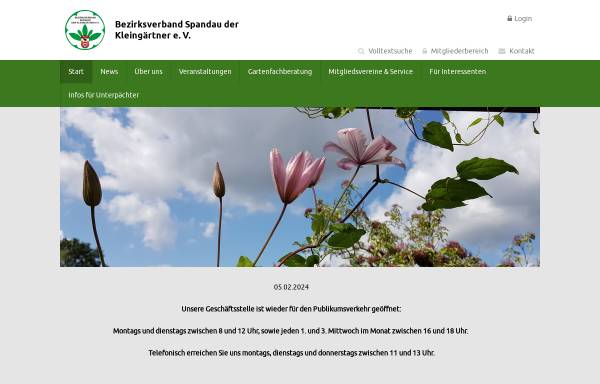 Vorschau von www.kleingaertner-spandau.de, Bezirksverband Spandau der Kleingärtner e.V.