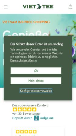 Vorschau der mobilen Webseite viet-tee.de, Viet-Tee