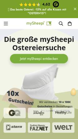 Vorschau der mobilen Webseite www.mysheepi.com, mySheepi Nackenkissen GmbH