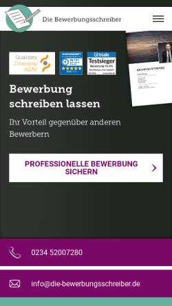 Vorschau der mobilen Webseite www.die-bewerbungsschreiber.de, Die Bewerbungsschreiber webschmiede GmbH