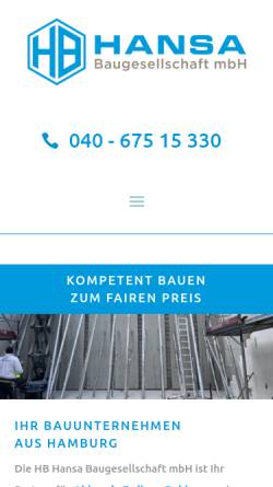 Vorschau der mobilen Webseite hansa-baugesellschaft.de, HB Hansa Baugesellschaft mbH