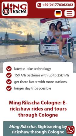 Vorschau der mobilen Webseite www.ming-rikscha-koeln.de, Ming Rikscha Köln