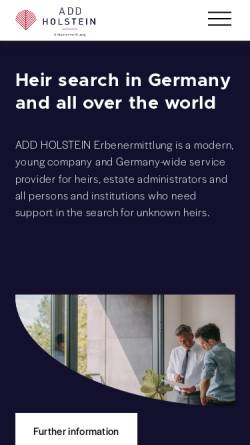 Vorschau der mobilen Webseite www.add-holstein.de, ADD HOLSTEIN Erbenermittlung GmbH