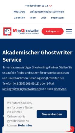 Vorschau der mobilen Webseite meinghostwriter.de, MeinGhostwriter