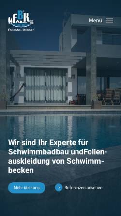 Vorschau der mobilen Webseite www.folienbau.de, Schwimmbadbau Krämer