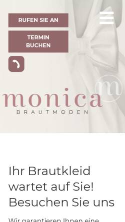 Vorschau der mobilen Webseite www.monica-brautmoden.de, Monica Brautmoden