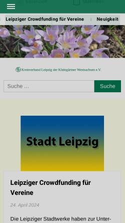 Vorschau der mobilen Webseite www.kleingarten-leipzig.de, Kreisverband Leipzig der Kleingärtner Westsachsen e.V.