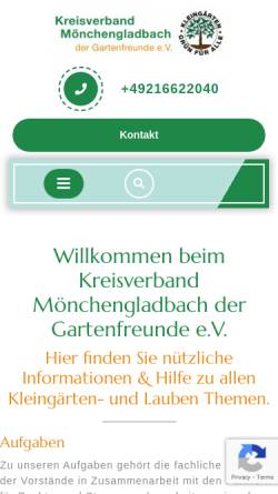 Vorschau der mobilen Webseite www.kleingaertnerverband-mg.de, Kreisverband Mönchengladbach der Kleingärtner e.V.