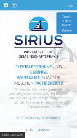 Vorschau der mobilen Webseite sirius-arztpraxis.de, SIRIUS GbR