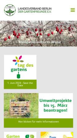 Vorschau der mobilen Webseite www.gartenfreunde-berlin.de, Landesverband Berlin der Gartenfreunde e. V.
