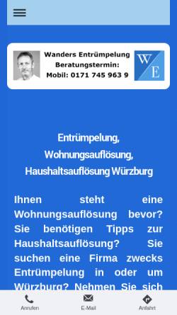 Vorschau der mobilen Webseite www.wohnungsauflösung-würzburg.de, Wanders Entrümpelung