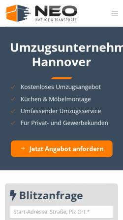 Vorschau der mobilen Webseite hannover-umzugsunternehmen.de, Neo Umzüge