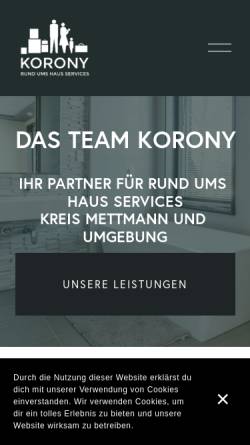 Vorschau der mobilen Webseite korony.de, Rund ums Haus Service Korony