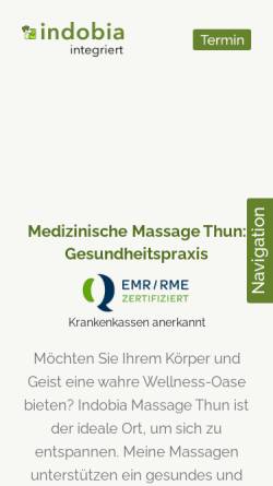 Vorschau der mobilen Webseite indobia-massage-thun.ch, indobia - Massage Thun