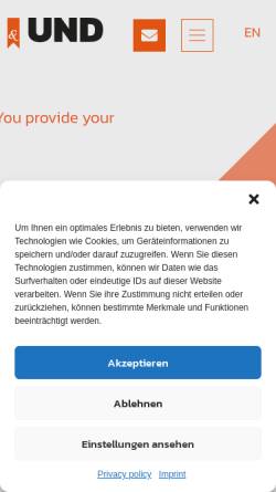 Vorschau der mobilen Webseite www.und.ag, UND Unternehmensnetzwerk Deutschland AG