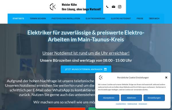 Vorschau von elektriker-mtk.de, Sofort-/ Notfall Elektriker Meister Kühn