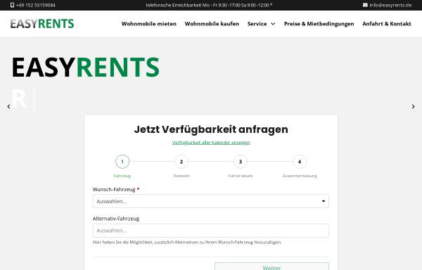 Vorschau von www.easyrents.de, EASYRENTS Freizeitmobile