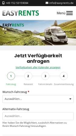 Vorschau der mobilen Webseite www.easyrents.de, EASYRENTS Freizeitmobile