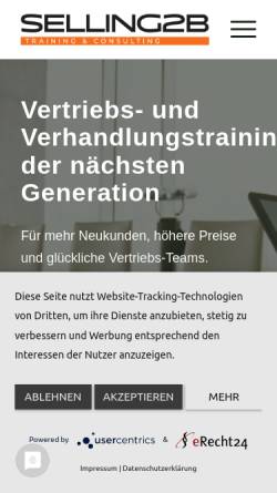 Vorschau der mobilen Webseite www.selling2b.de, selling2b
