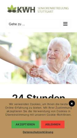 Vorschau der mobilen Webseite meine-pflege-zu-hause.de, KWH Seniorenbetreuung