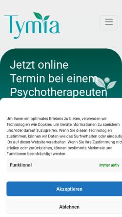 Vorschau der mobilen Webseite www.tymia.de, Tymia GmbH