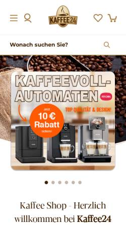 Vorschau der mobilen Webseite www.kaffee24.de, Kaffee24