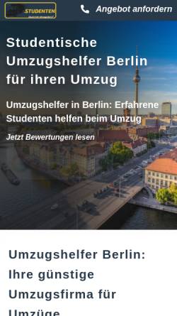 Vorschau der mobilen Webseite studenten-umzug.berlin, Studenten Umzug Berlin