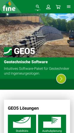 Vorschau der mobilen Webseite www.finesoftware.de, Geotechnische Software GEO5