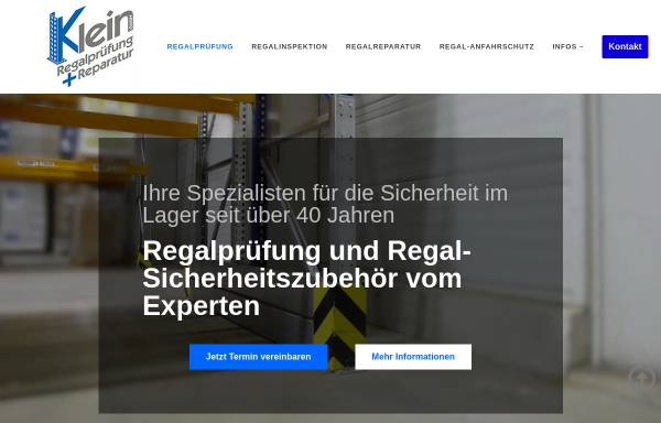 Vorschau von www.regalpruefung.de, Klein GmbH Regalprüfung + Reparatur